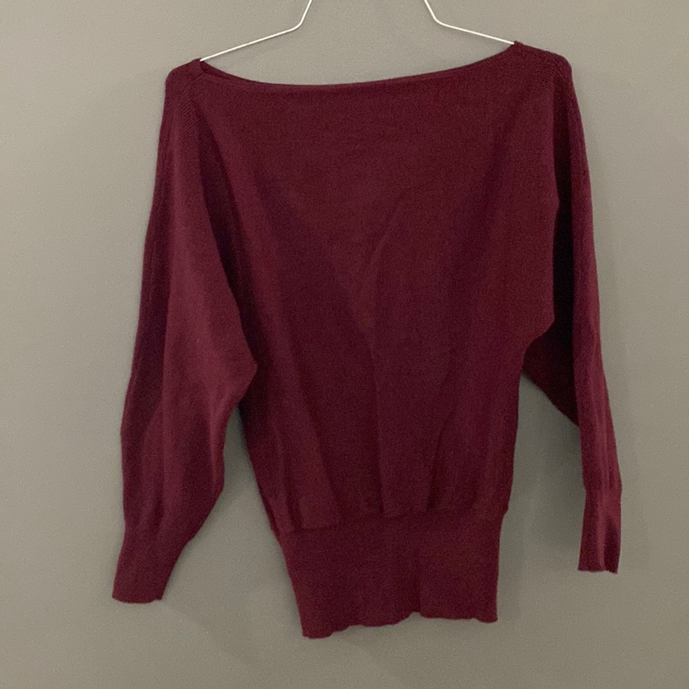 Burgundy wide neck sweater